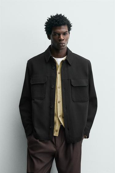 COMFORT TEXTURED OVERSHIRT - Black by Zara