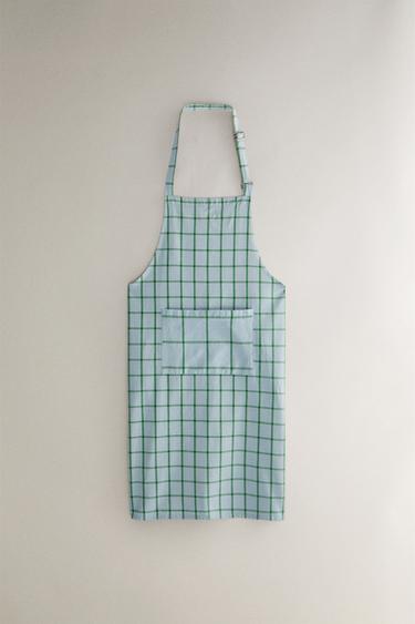 CHECK COTTON KITCHEN APRON - Blue by Zara - Image 0