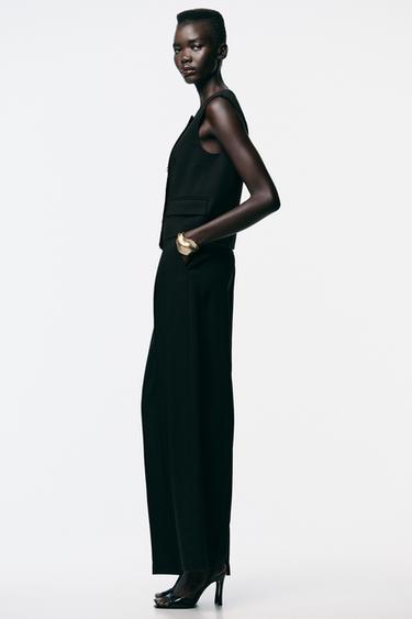 WIDE-LEG TROUSERS WITH DARTS - Black by Zara