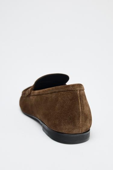 SPLIT LEATHER PENNY LOAFERS - Brown by Zara - Image 4
