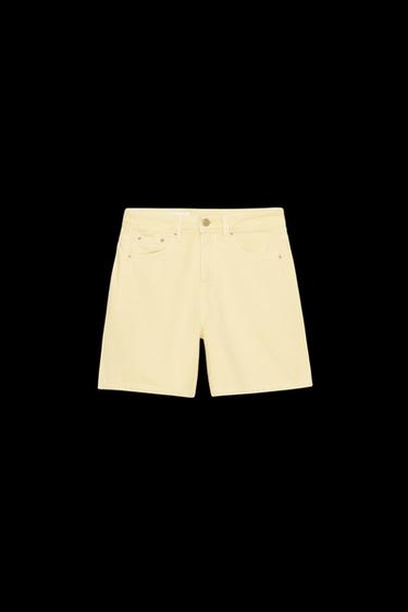 Zara MID-RISE TRF DENIM SHORTS - Yellow - Image 0