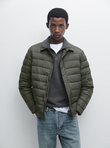 Zara Water-repellent ultra lightweight down blend jacket - Dark khaki