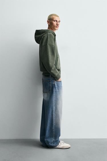 SWEAT BIMATIÈRE À CAPUCHE ET CARREAUX - Kaki de Zara - Image 4