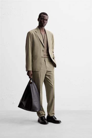TEXTURED SUIT TROUSERS - Brown / Taupe by Zara - Image 3