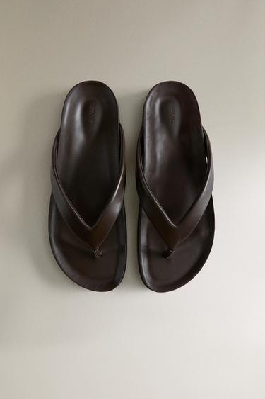 SANDALES CUIR À BRIDES - Marron chocolat de Zara - Image 2