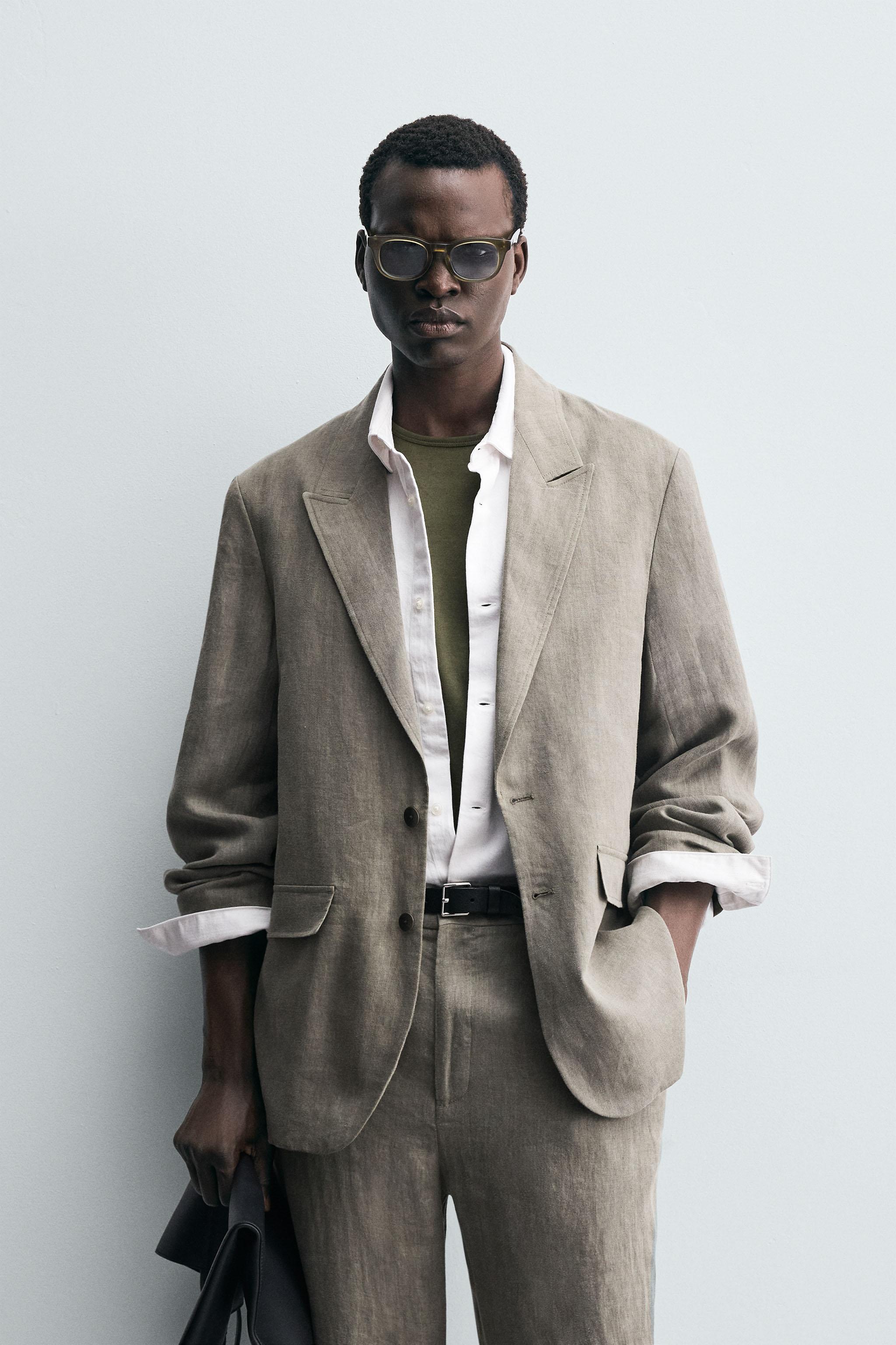 WASHED 100% LINEN SUIT BLAZER - Mink | ZARA United States