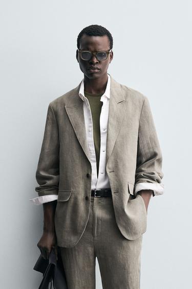 WASHED 100% LINEN SUIT BLAZER - Mink by Zara