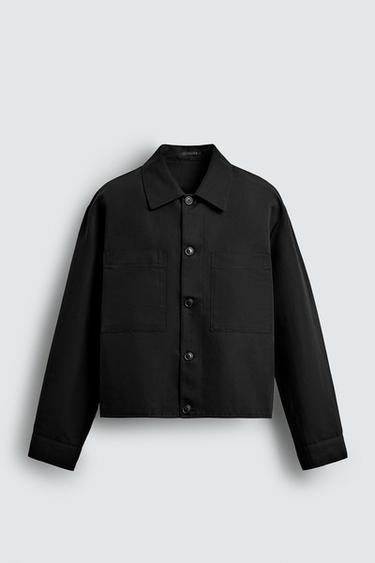 Zara RELAXED FIT POCKET OVERSHIRT - Black