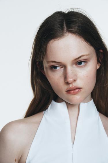 HALTER NECK MIDI DRESS WITH GODET HEM - White by Zara - Image 3