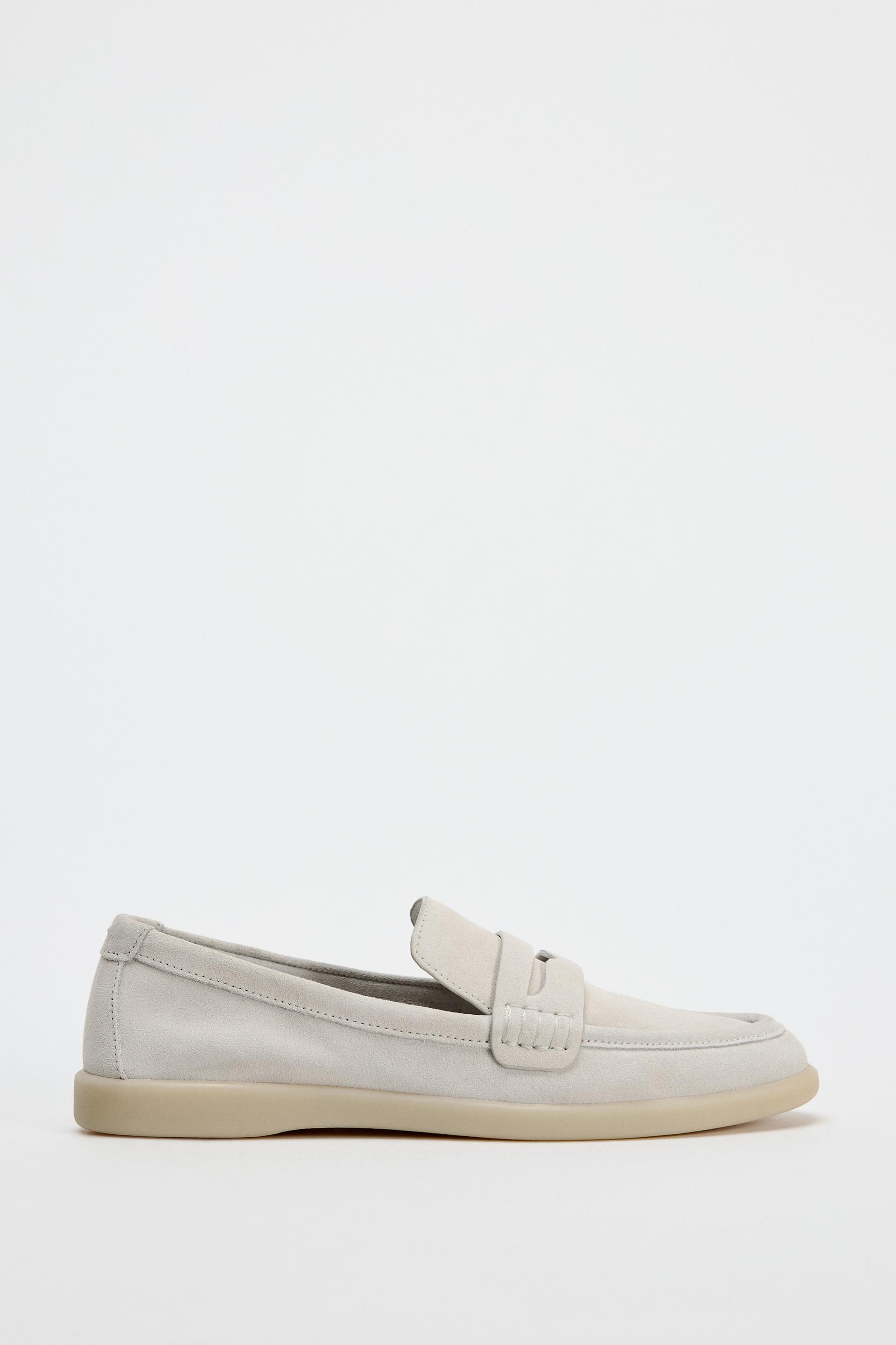 SPLIT SUEDE LOAFERS - Ecru White | ZARA United Kingdom