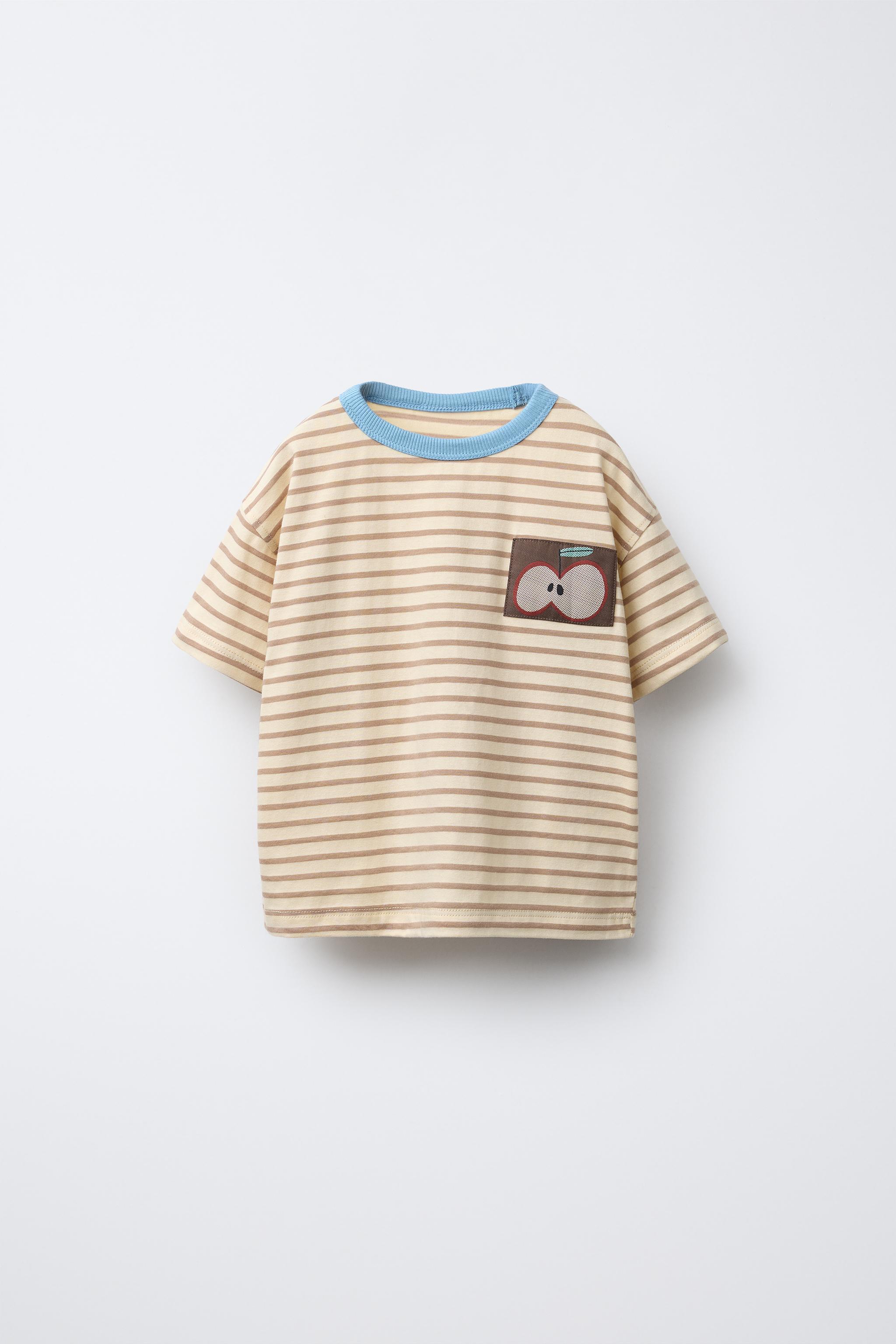 STRIPED APPLE PATCH T-SHIRT