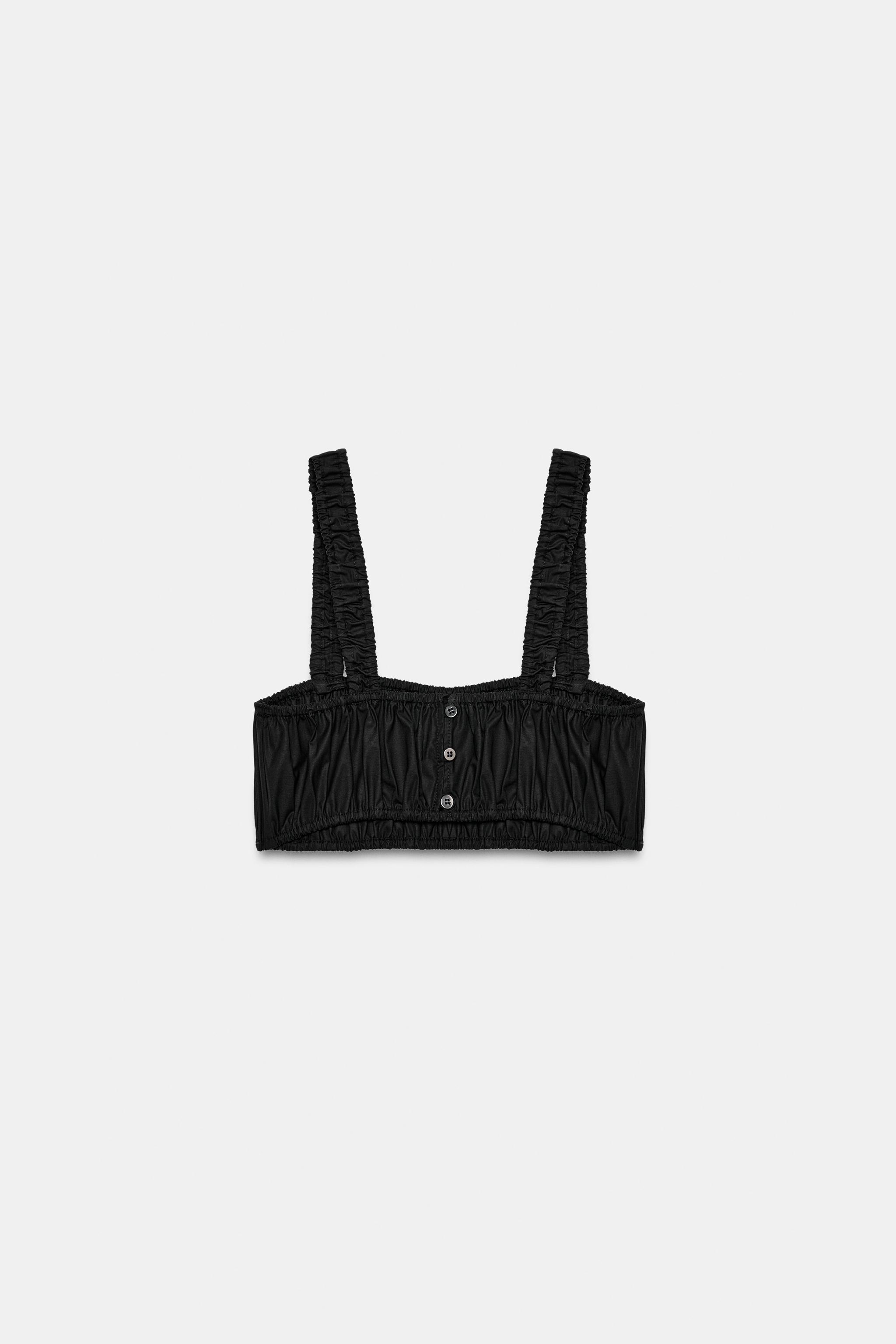 POPLIN RUCHED CROP TOP