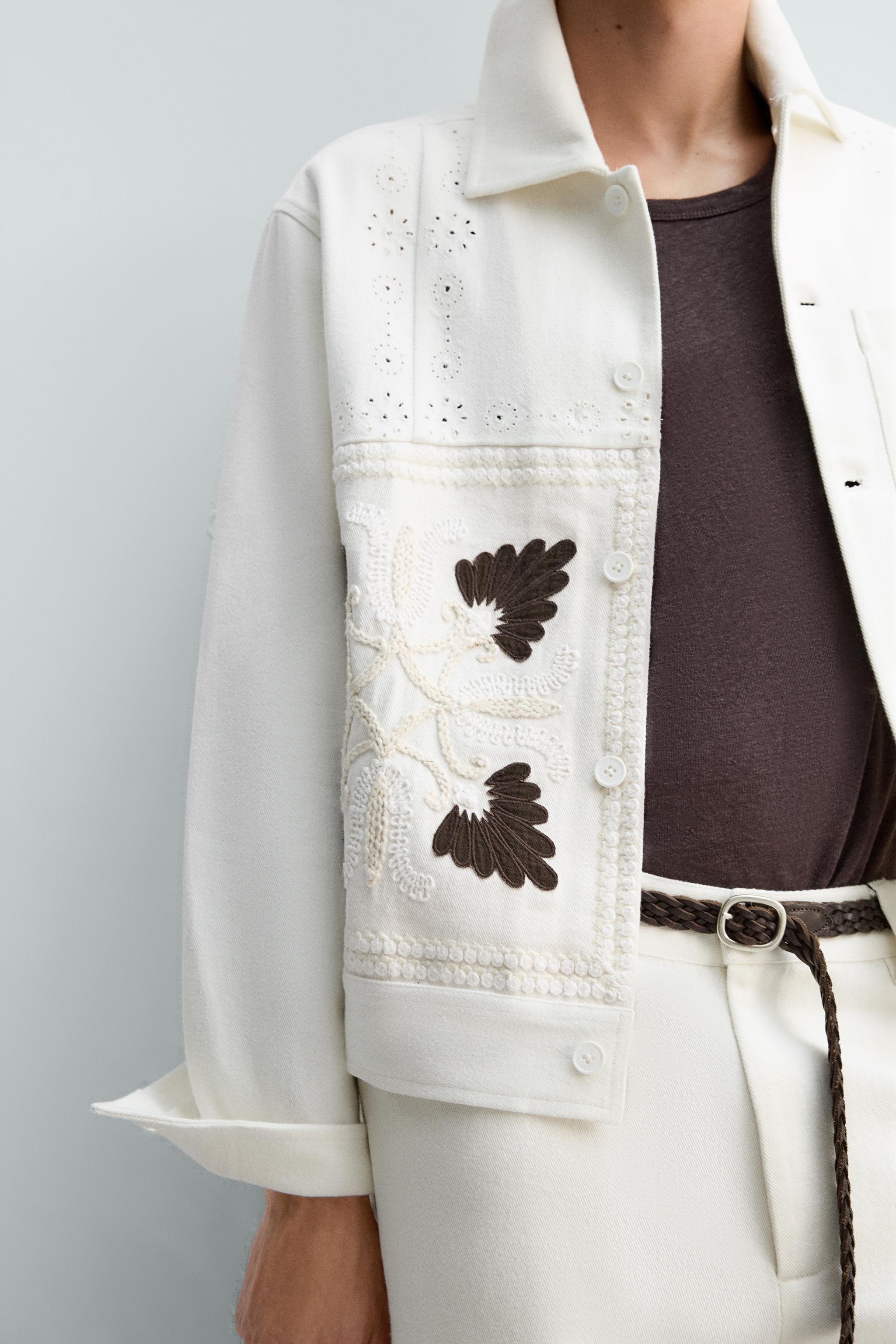 CUTWORK EMBROIDERY PATCHWORK JACKET - Oyster-white | ZARA South Africa