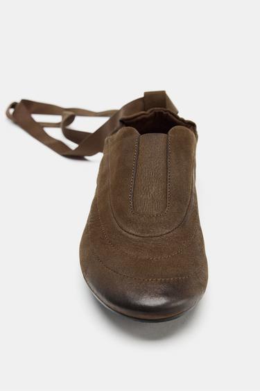 LEATHER LACE-UP SHOES - Brown by Zara - Image 5
