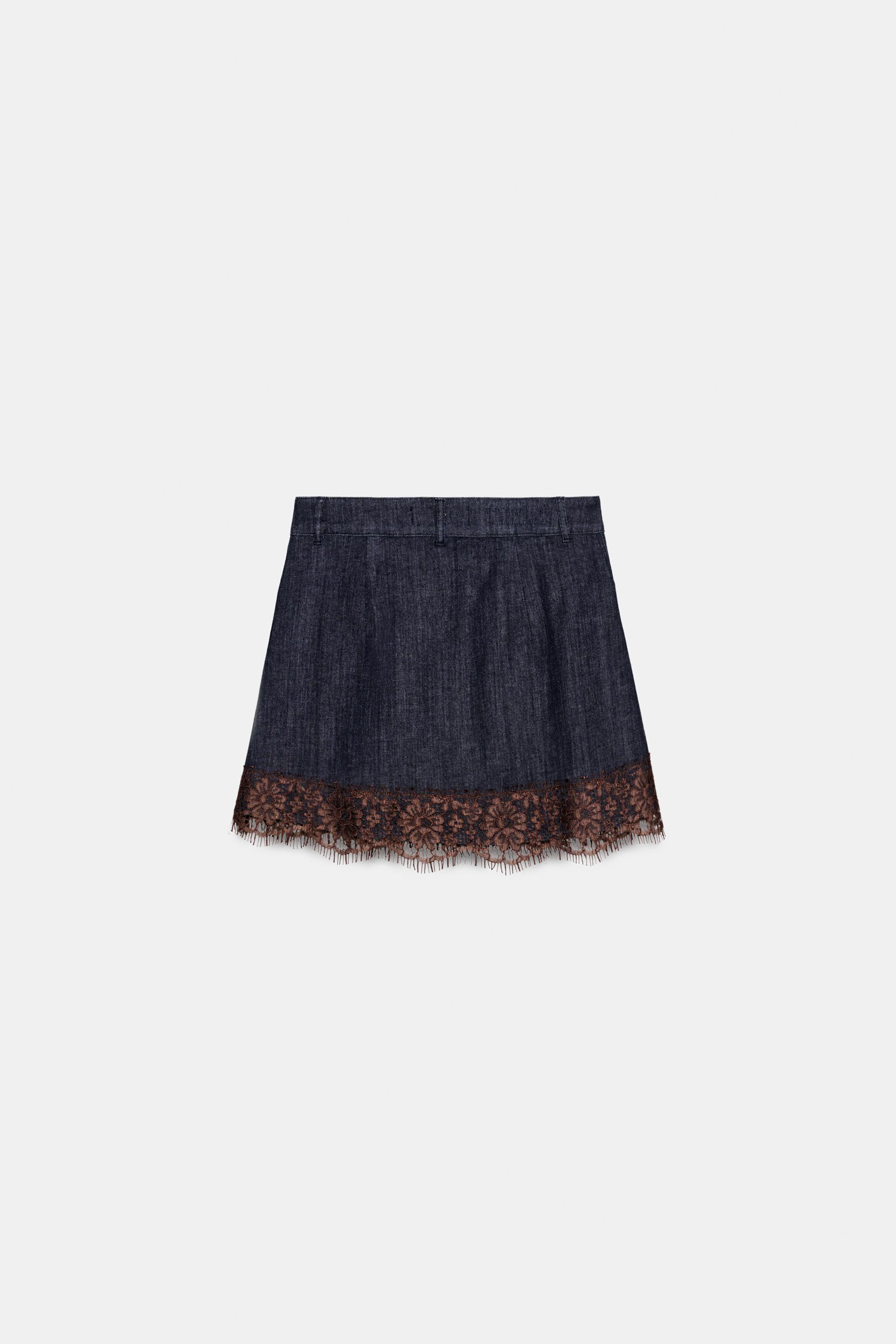 JUPE-PANTALON Z1975 EN JEAN ET DENTELLE