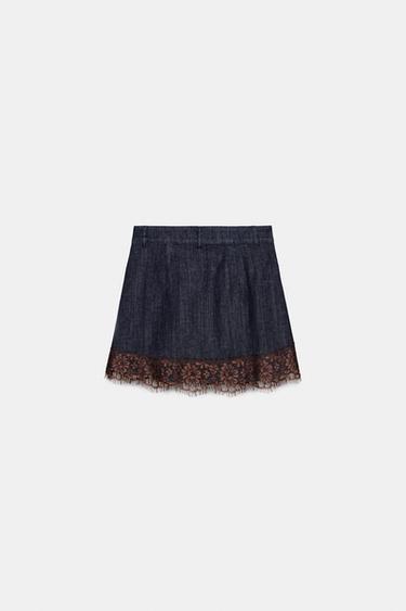 Z1975 JEANS-SKORTS MIT SPITZE - Blau von Zara
