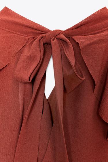 RUFFLED HALTER TOP - Terracotta by Zara - Image 8