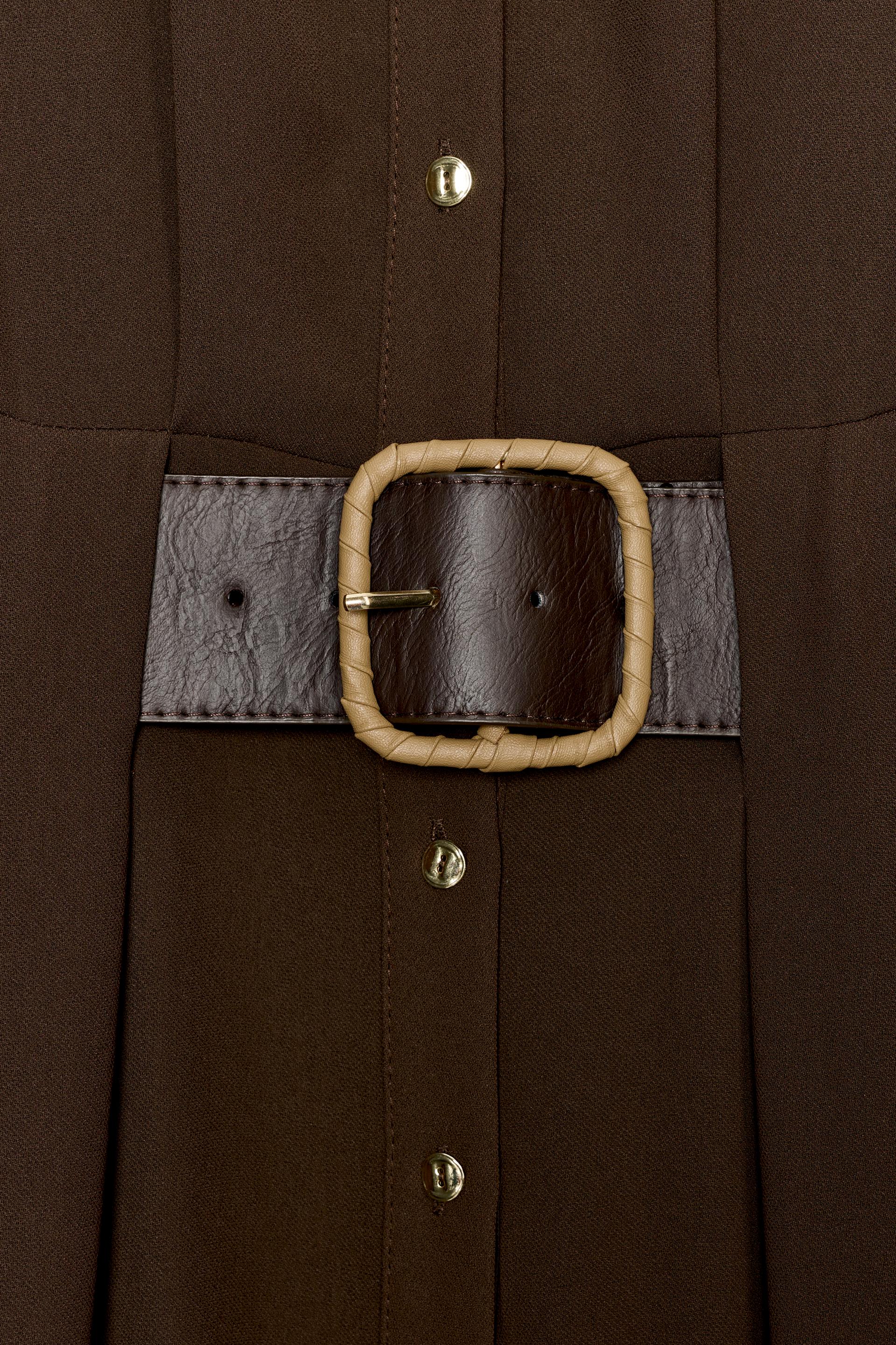 BELTED MIDI SHIRT DRESS thumbnail 9
