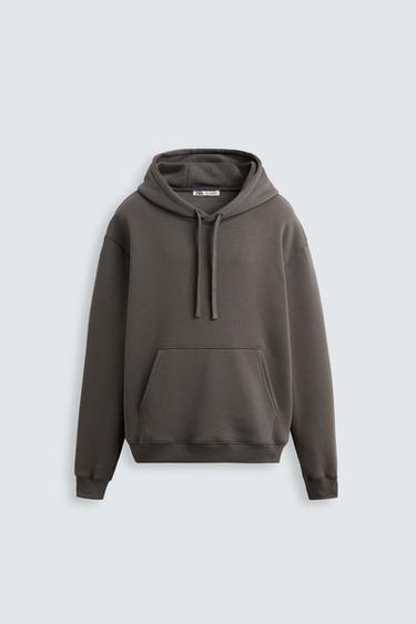 Zara BASIC HOODIE SWEATSHIRT - Anthracite grey