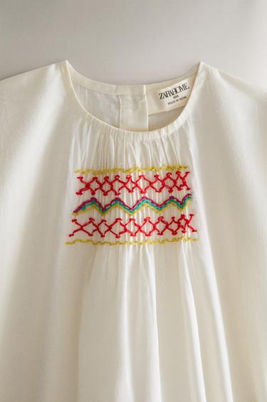 KIDS' SMOCKED BODYSUIT — Cream 2