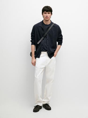 Zara Ribbed button-up knit cardigan - Indigo