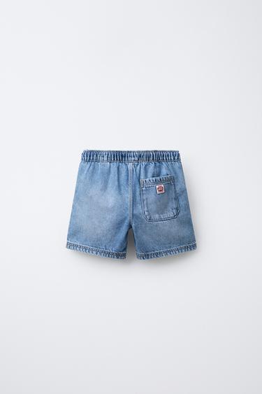 SHORT EN DENIM ÉTIQUETTE - Bleu moyen de Zara