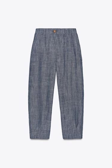 Zara LINEN JOGGER PANTS - Light indigo - Image 0