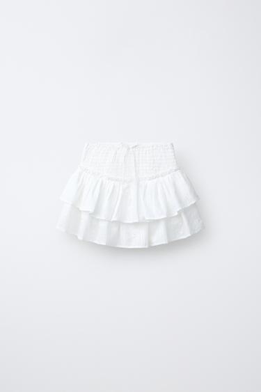 RUFFLED SCHIFFLI BERMUDA SKORT - White by Zara - Image 0