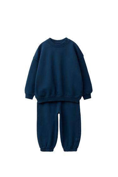 CONJUNTO SUDADERA Y PANTALÓN JOGGER ETIQUETA - Azul de Zara