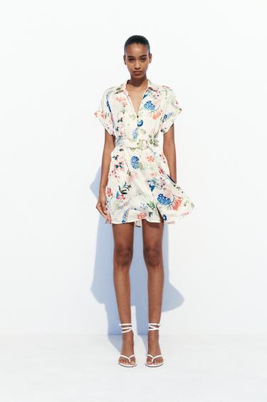 ПЛАТЬЕ ИЗ САТИНА С ЦВЕТОЧНЫМ ПРИНТОМ — Разноцветный от Zara — изображение 0