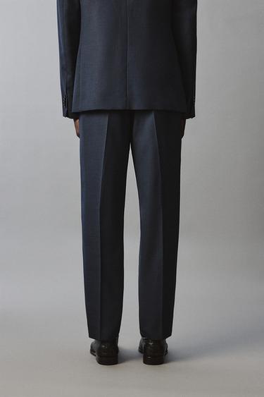 CHECK SUIT TROUSERS - Blue by Zara