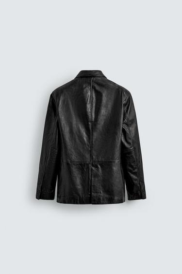 LEATHER BLAZER - Black by Zara - Image 8