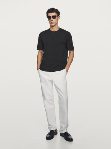 Zara Knit cotton T-shirt - Black