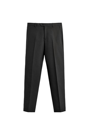 100% WOOL REGULAR FIT SUIT TROUSERS - Anthracite Grey by Zara