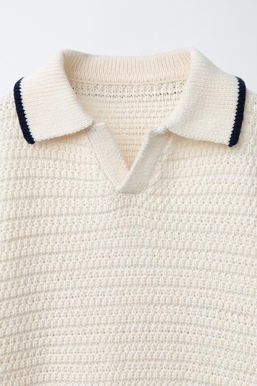 PULL POLO STRUCTURÉ - Écru de Zara - Image 2