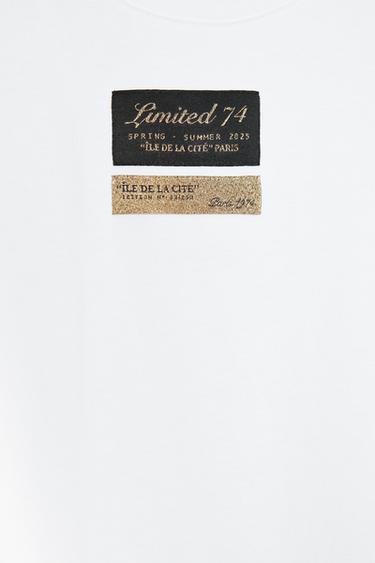 SHORT SLEEVE T-SHIRT WITH LABEL - White by Zara - Image 7