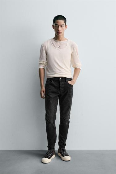 RIPPED SKINNY FIT JEANS - Black by Zara
