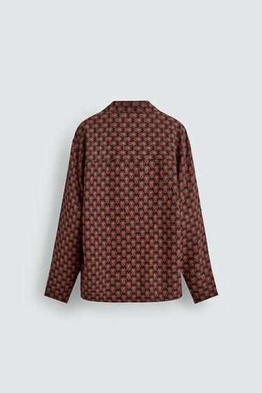 FLUID GEOMETRIC PRINT SHIRT - BLACK/ORANGE by Zara - Image 8
