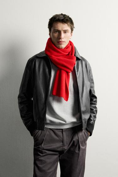 100% WOOL KNIT SCARF — Red 2