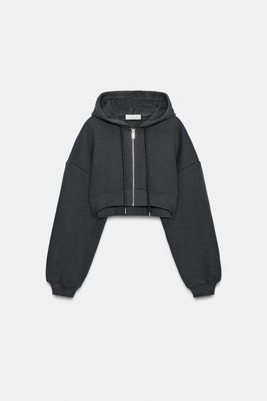 SWEAT CROP À CAPUCHE - Gris de Zara - Image 4