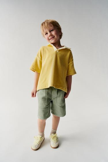 COMFY COTTON LINEN TWILL BERMUDA SHORTS - Light khaki by Zara