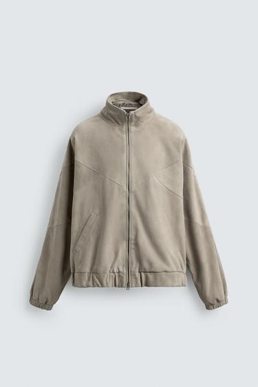 スエードレザーリラックスフィットジャケットモールグレーZaraのスエードレザーリラックスフィットジャケット - モールグレー 