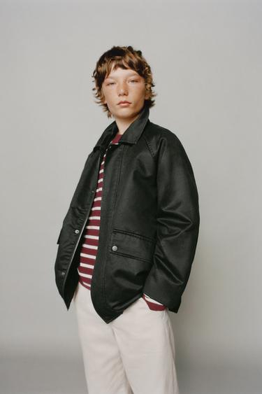 جاكيت مشمع ببطاقة - كاكي by Zara