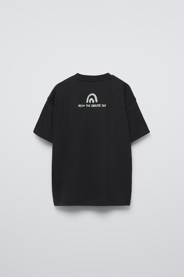 PRINTED T-SHIRT - Black by Zara - Image 1