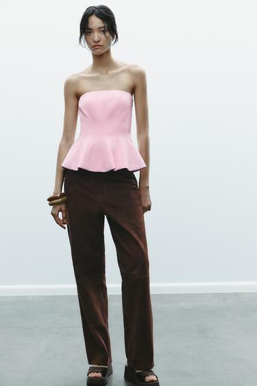 STRAPLESS PEPLUM TOP - Pastel pink by Zara - Image 0