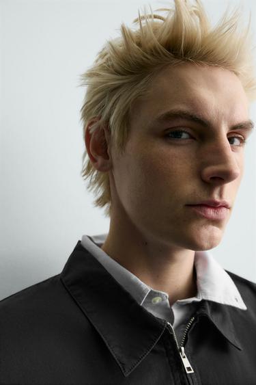 POLO À ZIP BRODÉ - Gris / Bleu de Zara - Image 4