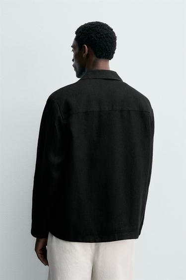 SURCHEMISE REGULAR FIT 100% LIN - Noir de Zara - Image 2