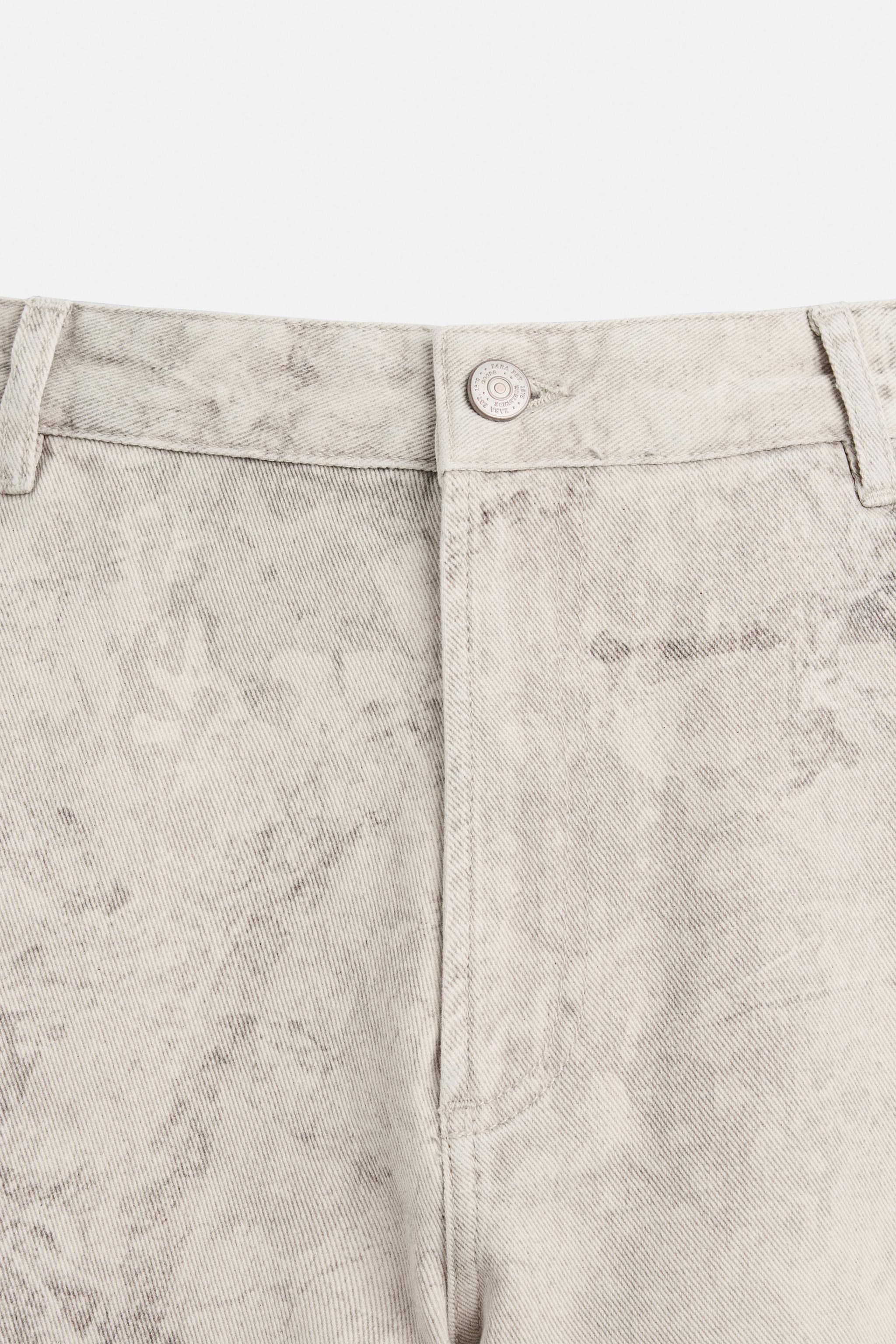 ［ZARA］ウォッシュ加工アブストラクトプリントバミューダパンツ プリントサテン バミューダパンツ - グリーン | ZARA Japan / 日本