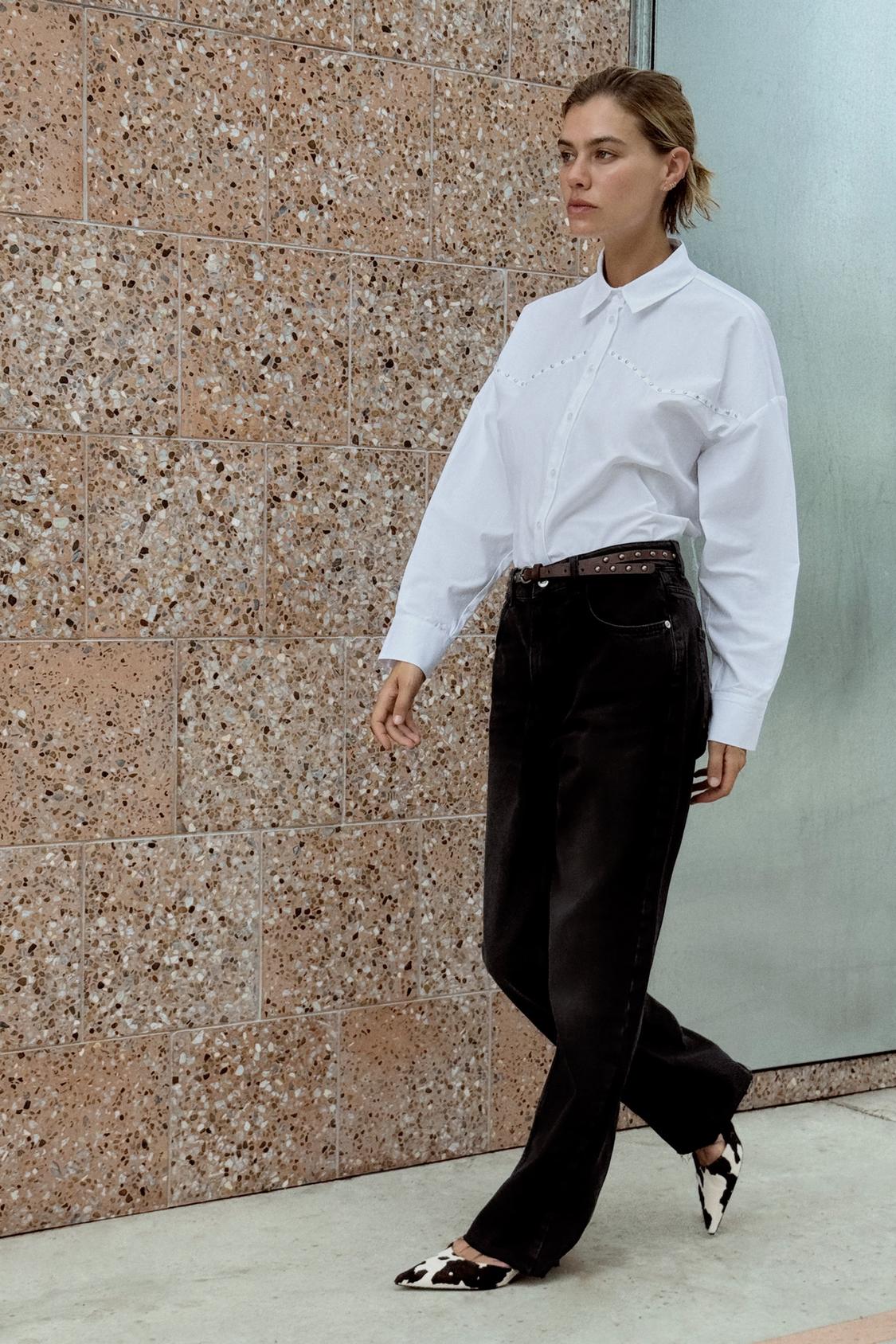 OVERSIZE STUDDED POPLIN SHIRT