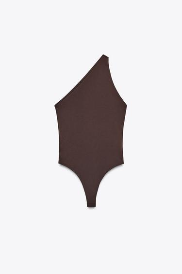 ASYMMETRIC POLYAMIDE BODYSUIT - Dark brown by Zara - Image 5